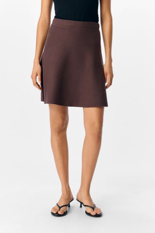 Object Reynard A-shape skirt I Striknederdel i mørkebrun