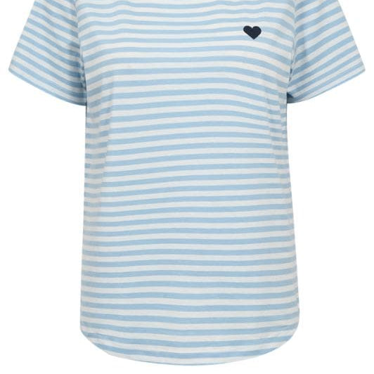 FreeQuent Mian t-shirt | Lyseblå og hvidstribet sommer tee I Dresslab