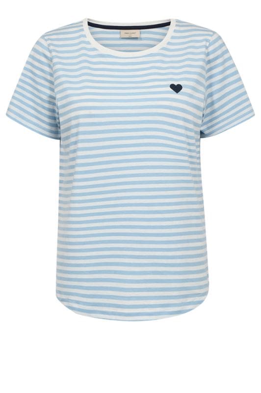 FreeQuent Mian t-shirt | Lyseblå og hvidstribet sommer tee I Dresslab