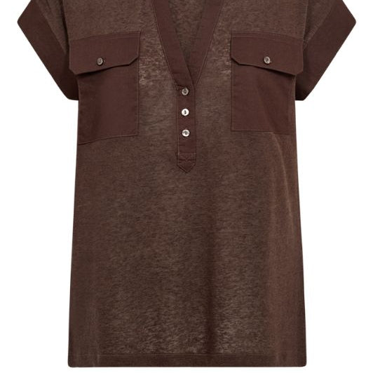 FreeQuent Lavina t-shirt | Cool sporty tee i mørkebrunI Dresslab