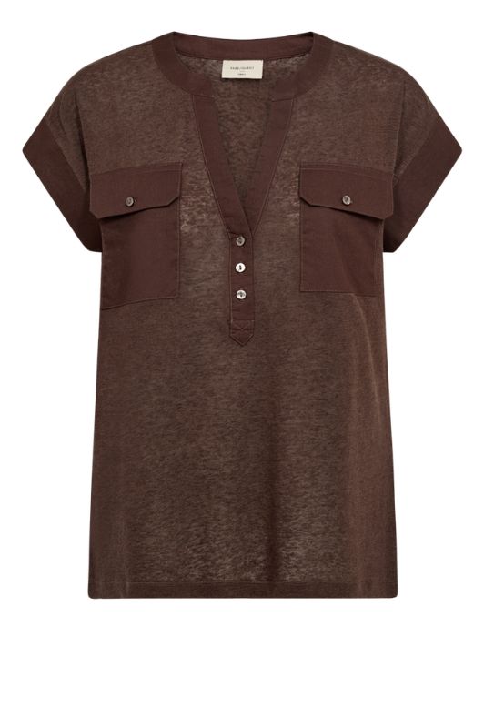 FreeQuent Lavina t-shirt | Cool sporty tee i mørkebrunI Dresslab