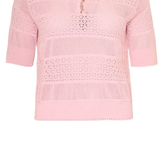 Ofelia Bree knit I Feminin strikket bluse i lyserød