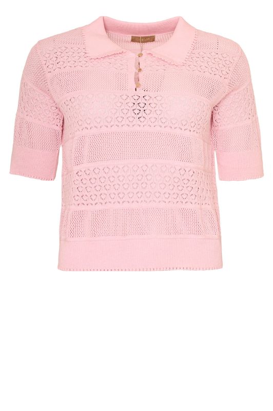 Ofelia Bree knit I Feminin strikket bluse i lyserød