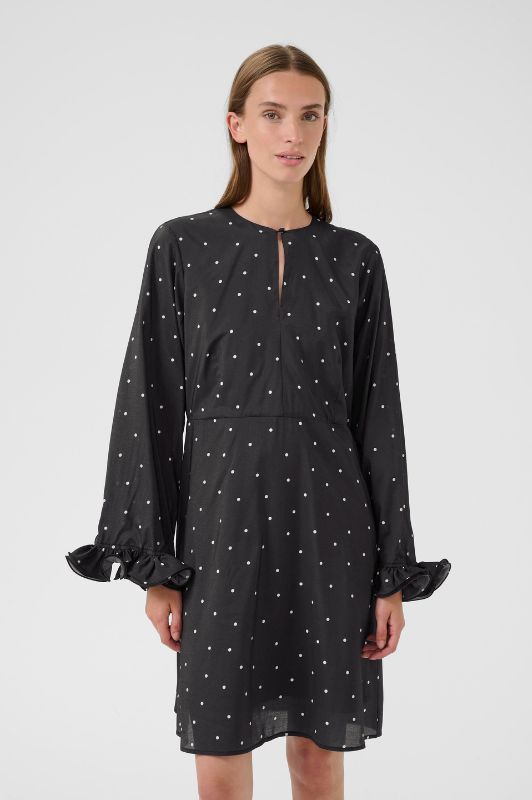 Karen By Simonsen Caroline Dress | Sort hvid prikket kjole