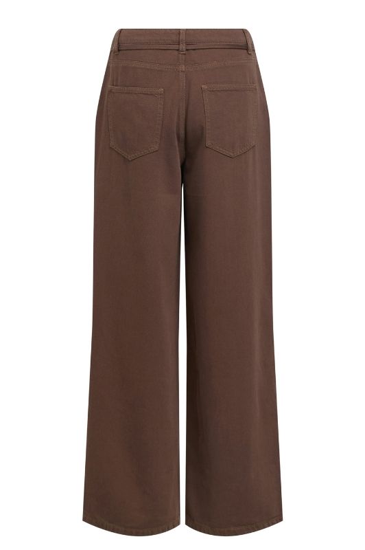 Object Rosie denim pant med bindebånd i taljen | Brun vask