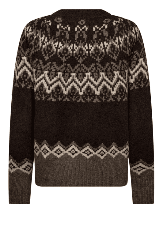 Freequent Merla strik pullover | Islænderstrik brun