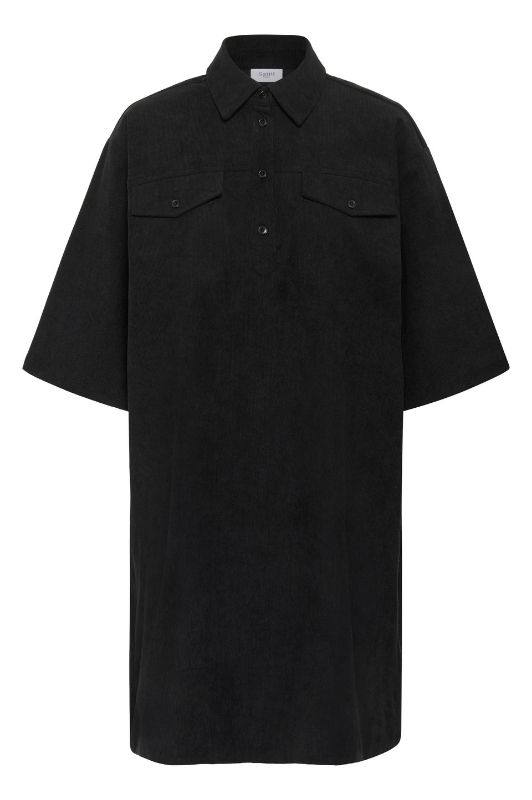 Saint Tropez Magnille dress | Sort fløjlskjole med korte ærmer