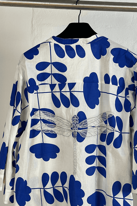 Gaspar Mumbai print lace dress | Ornament blå kjole I Dresslab