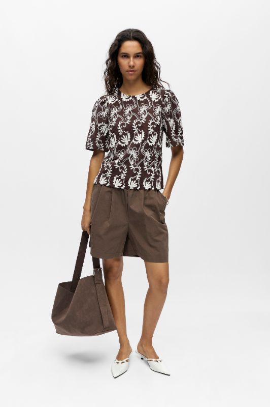 Object Mya I Broderie anglaise top i brun og hvid I Dresslab