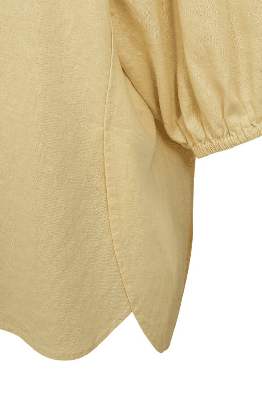 Freequent Lava shirt | Feminin hørbluse i solgul I Dresslab