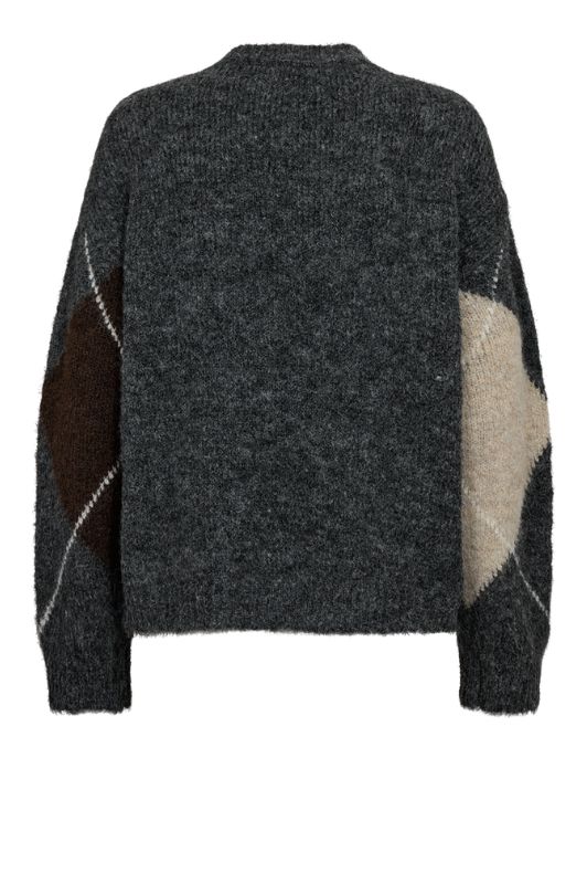 FreeQuent Lulu ternet strik pulli i mørk grå melange