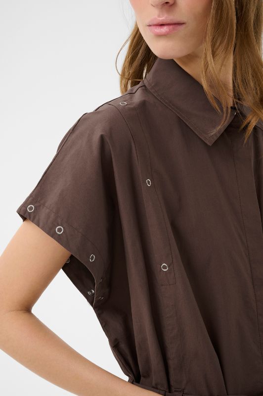 Karen By Simonsen Vicky Dress | Cool brun poplin kjole I Dresslab