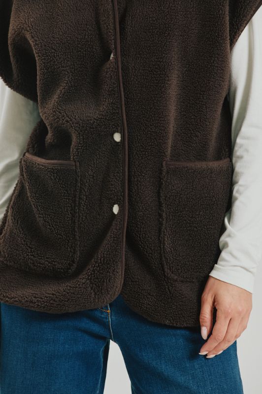 Freequent Teddy waistcoat | Mørkebrun fleece vest