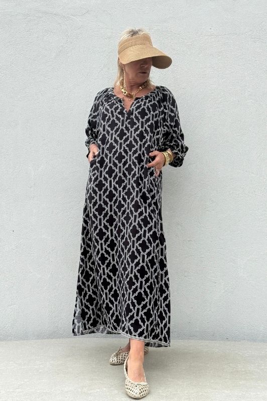 Gaspar Athen print kaftan | Sort ornament print I Dresslab
