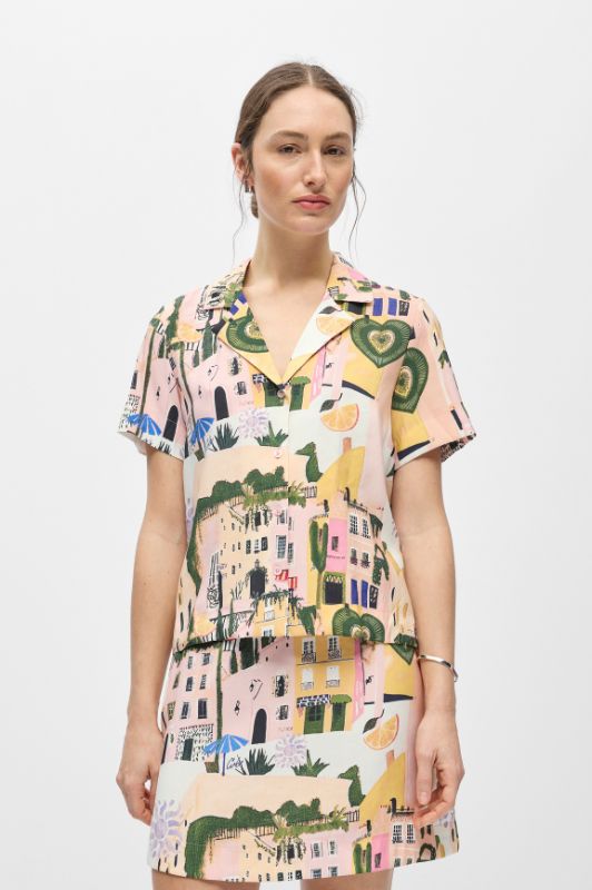 Object Martha skjorte i sjovt farverigt print I Dresslab