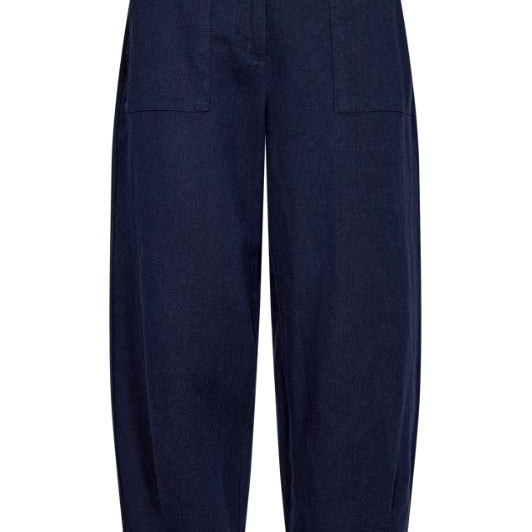 Freequent Lava pant | Barrel buks i navy hør