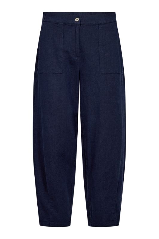Freequent Lava pant | Barrel buks i navy hør
