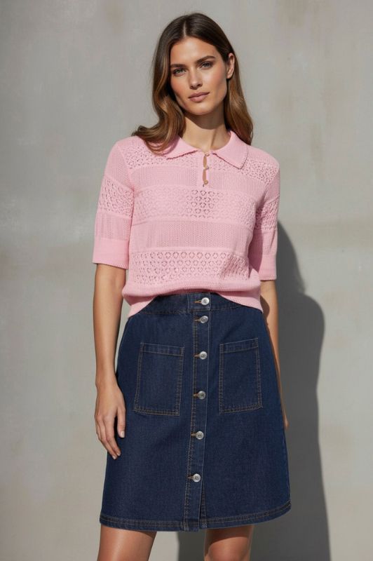 Ofelia Bree knit I Feminin strikket bluse i lyserød