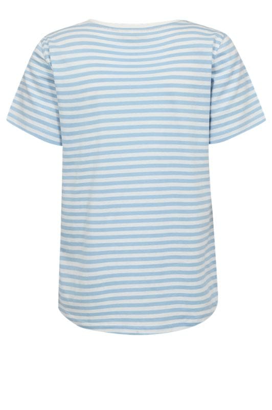 FreeQuent Mian t-shirt | Lyseblå og hvidstribet sommer tee I Dresslab