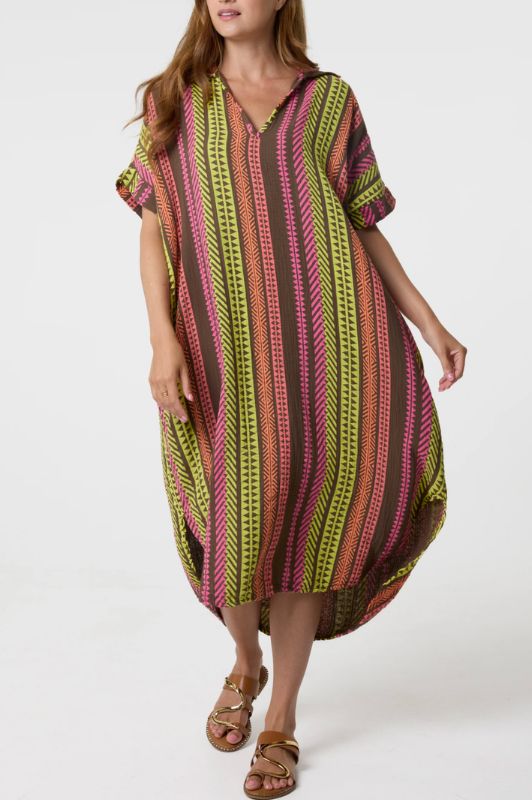 Studio West dress I Brun jaquard sommerkjole