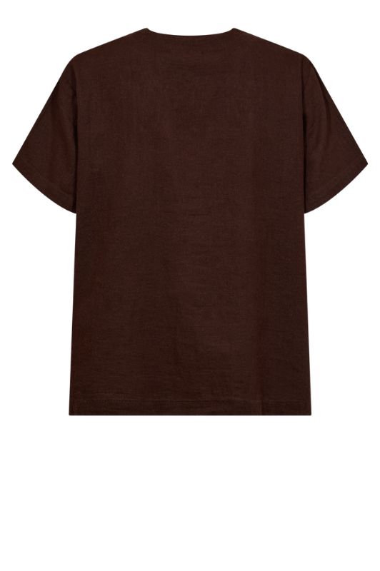 Freequent Lava shirt | Kortærmet hørskjorte i brun I Dresslab