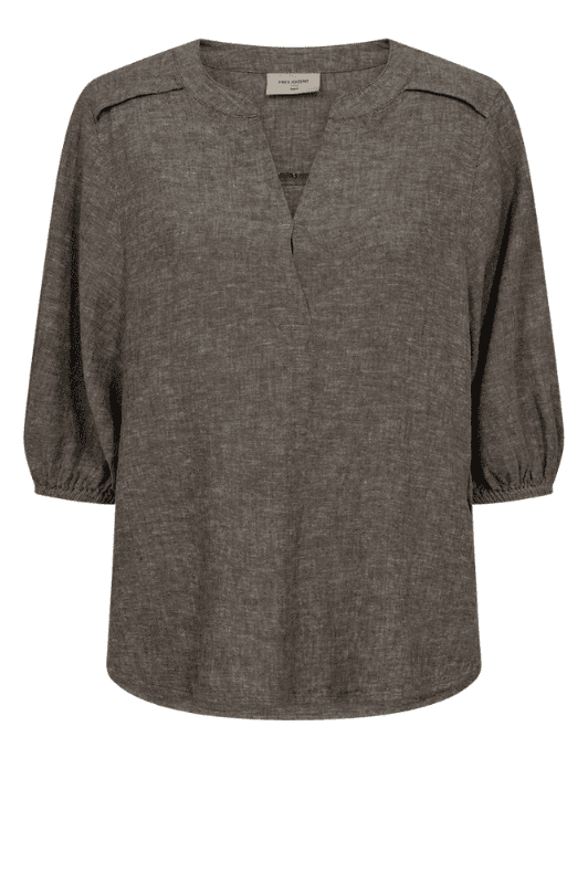 Freequent Lava shirt | Feminin hørbluse i morel I Dresslab