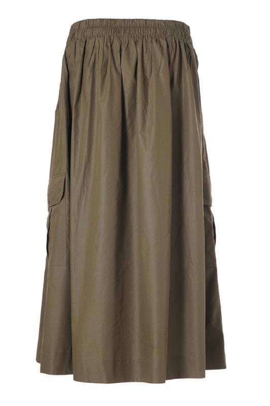 Luxzuz Malle skirt I Lang khaki cargo nederdel med lommer I Dresslab