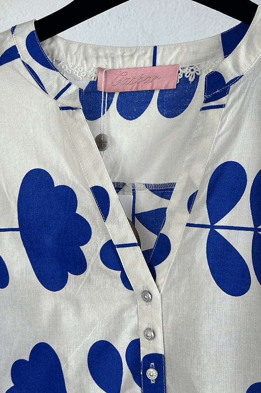 Gaspar Mumbai print lace dress | Ornament blå kjole I Dresslab