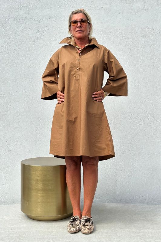 Gaspar Haiti dress | A-shape camel kjole I Dresslab