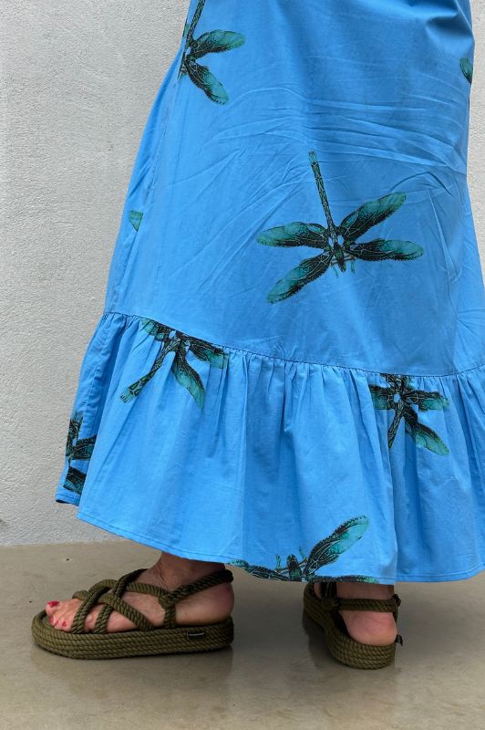 PRE ORDER Gaspar Loule dragonfly dress | Blåt print guldsmed