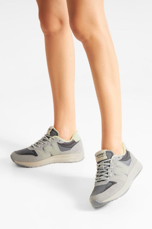 Woden Rigmor open mesh leather sneakers | Sea fog