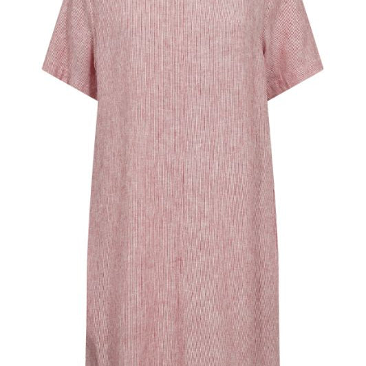 Freequent Lava dress | Stribet hørkjole i rød I Dresslab