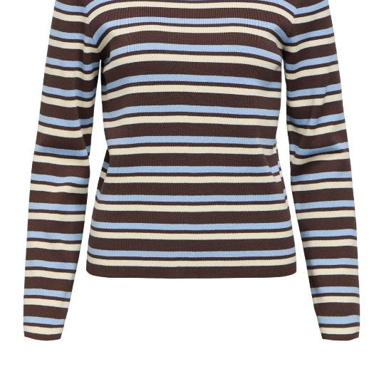 Object Ester pullover I Strikbluse i brun med striber