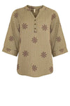 Ofelia Ella army bluse med broderi print I Dresslab