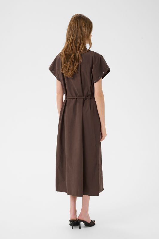 Karen By Simonsen Vicky Dress | Cool brun poplin kjole I Dresslab
