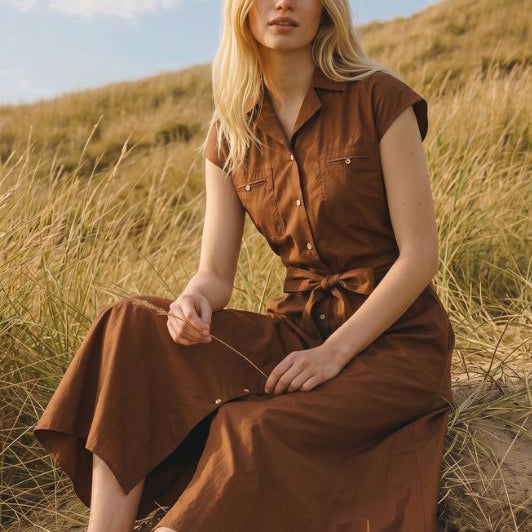 La Rouge Vilma shirtdress kjole i kastanje I Dresslab