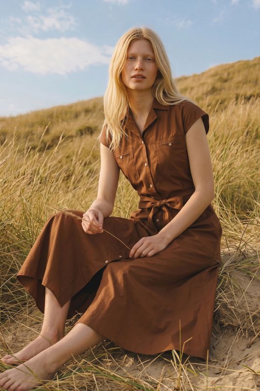 La Rouge Vilma shirtdress kjole i kastanje I Dresslab