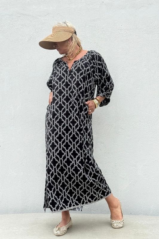 Gaspar Athen print kaftan | Sort ornament print I Dresslab