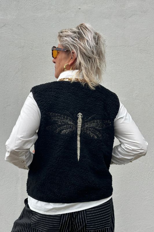 Gaspar Duffy vest I Cool teddy vest i sort
