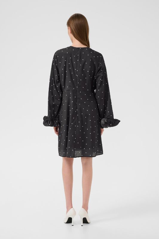 Karen By Simonsen Caroline Dress | Sort hvid prikket kjole