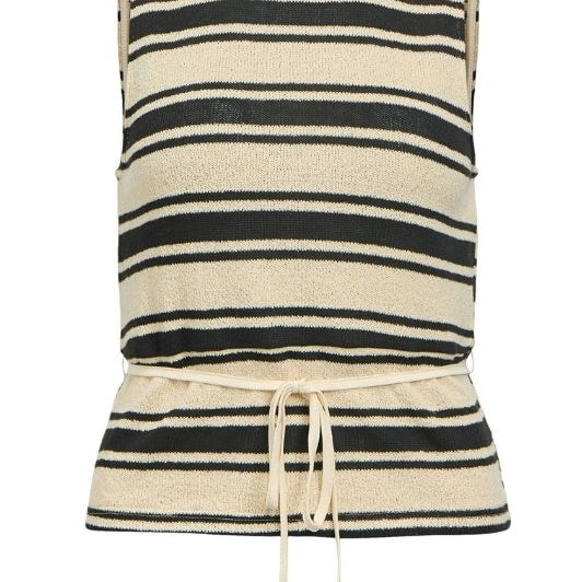Object Cielo strikket sort hvid stribet top I Dresslab