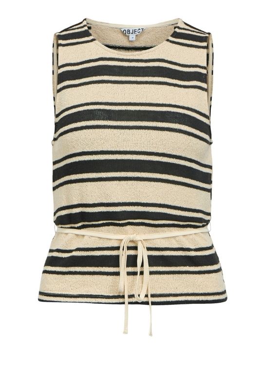 Object Cielo strikket sort hvid stribet top I Dresslab