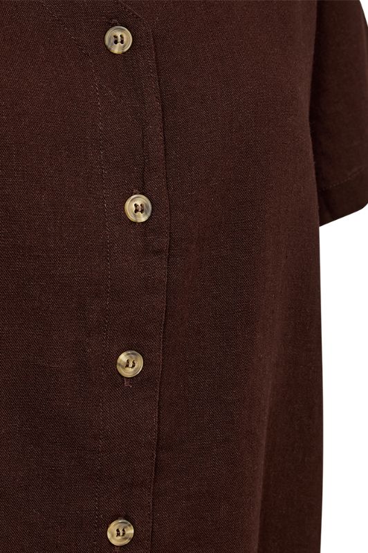 Freequent Lava shirt | Kortærmet hørskjorte i brun I Dresslab