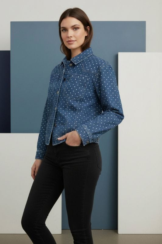 Ofelia Dana denim jakke med prikker I Dresslab
