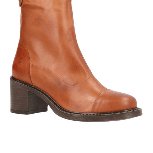 Shoedesign Copenhagen Victoria skindstøvle I Cognac læder med blokhæl