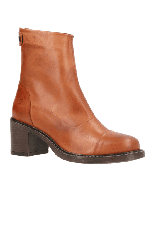 Shoedesign Copenhagen Victoria skindstøvle I Cognac læder med blokhæl