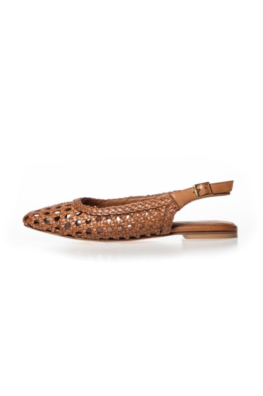 Copenhagen Shoes As the Sea  | Flet slingback i cognacfarvet skind