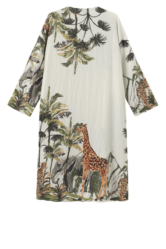 Luxzuz Vindie cardigan I Viskose med creme jungleprint