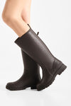 WODEN Le waterproof | Høj gummistøvle i chokolade brun