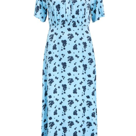 Object Tammie dress I Flot satinkjole i blåt print I Dresslab